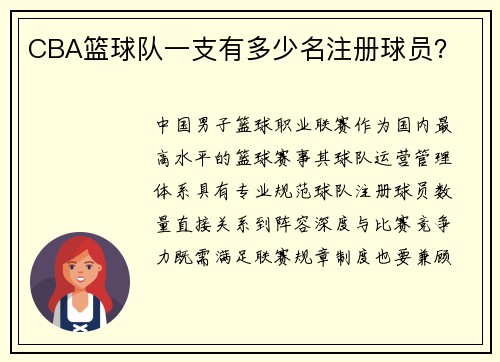 CBA篮球队一支有多少名注册球员？